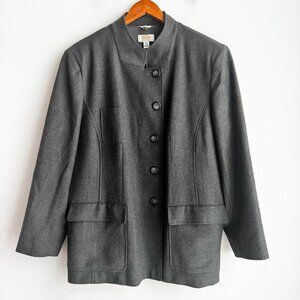 Talbots Grey Military Style Wool Blend Classic Blazer 18W